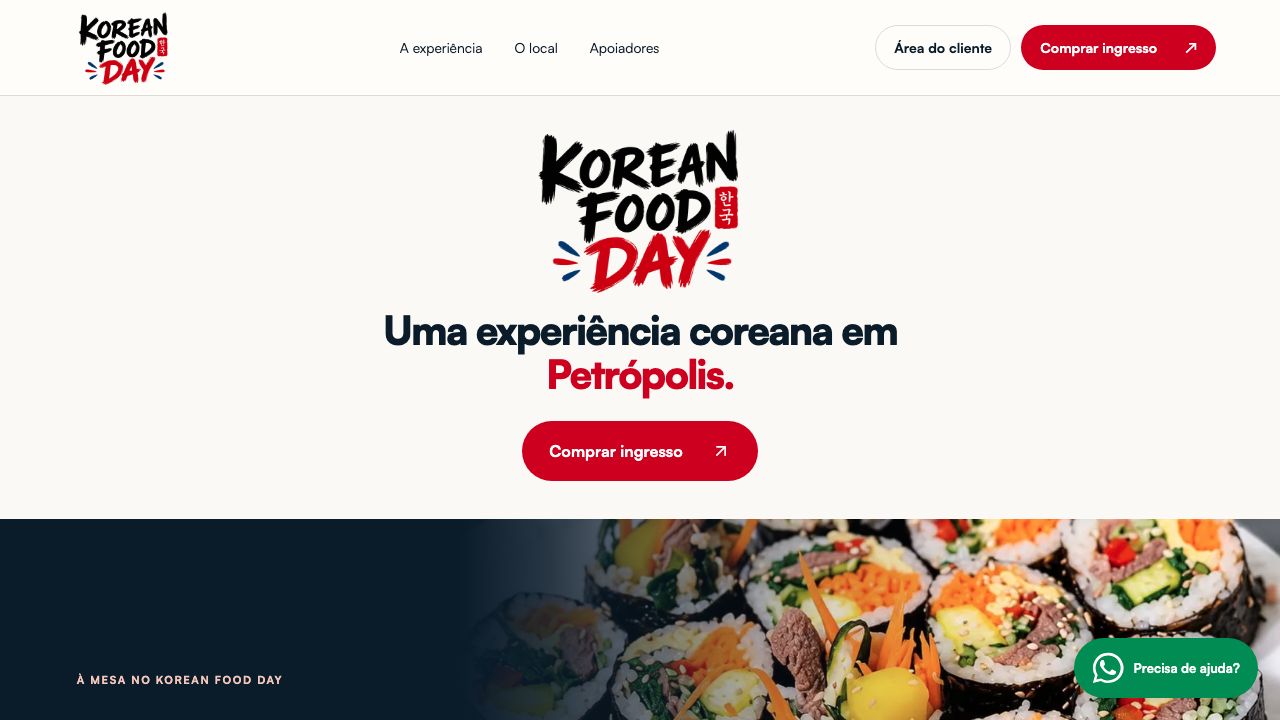 Captura da página inicial de Korean Food Day